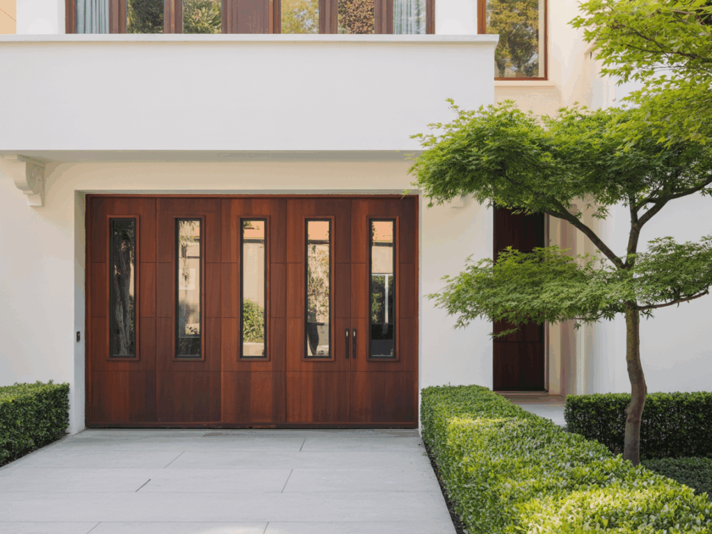 residential home exterior with premium garage door.