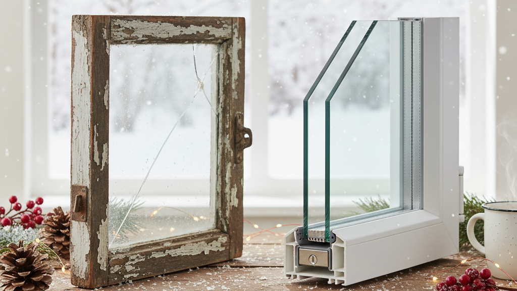 pane window crosssection vs new energy efficient