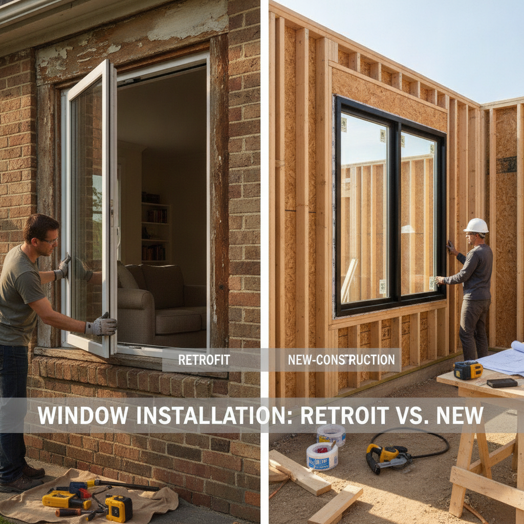 Professional illustration of What's the Difference Between Retrofit and New-Construction Window Installation?